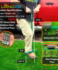 Person using Hollow Tine Lawn Aerator Tool 42 Inch Stainless Steel Manual Core Aerator with beveled tines for soil penetration.