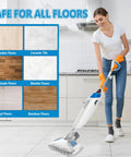 Person cleaning sealed floor with steam mop using 8 Pack Microfiber Steam Mop Pads For PowerFresh Steam Mops Washable Pads