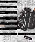 Waterproof 35Kg Beefy Torque RC Steering Servo With Full Metal Gear Digital High Speed specs with image of 25T metal horn.