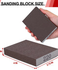 Sanding sponge block, brown abrasive foam, 4 x 2.75 x 0.65 in, 60/80/120/220 grit, 8-pack