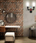 Retro Industrial Wall Lamp Sconce with Two Lights Vintage Water Pipe Design in Cafe Setting