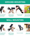 Diagram showing ground and wall mounting options for 2-In-1 Solar Spot Lights Outdoor Waterproof Landscape Lighting With Auto On Off Sensor No Fuss Easy Install Bright 200 Lumen Led Pathway Garden Yard Driveway Lights Solar Powered Warm White 8 Pack.