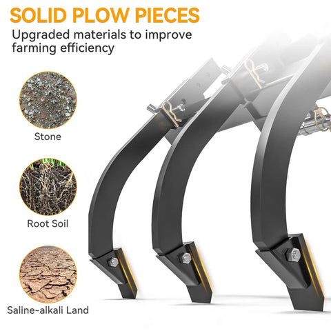 Beefy Heavy Duty 3 Point Chisel Plow Scarifier With Detachable Cultivator shanks detail, soil adaptability illustration