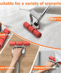 Adjustable Rubber Floor Roller 17.5 To 27 Inch J Roller Heavy Duty Pressure Tool for various flooring types shown in use