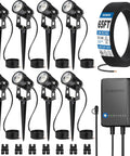 All In One Outdoor Landscape Lighting Kit For Easy No Fuss Setup 8 Pack Low Voltage Uplights With 60W Transformer 65ft Wire 8 Aluminum 3W Lights 3000K Waterproof Quick Connect Wiring For Yard Garden Tree And Patio