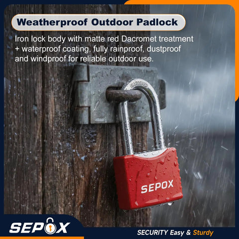 Heavy Duty Padlock 2 Pack Featuring Long Shackle And All Weather Vinyl Coating Tough As Nails Security For Gates Sheds Fences Toolboxes Comfy Non Slip Grip Keyed Alike Pair In Vivid Red