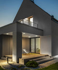 Modern house exterior with PAR38 Smart Flood Light Bulb With 2.4 GHz WiFi No Hub Needed RGBW Color Changing And Tunable White