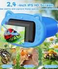 1000X Handheld Digital Microscope For Kids With USB Connection Real Time Live View Easy To Use Macro Zoom For Leaves Insects Coins Textures Fabrics And Stamps Kid Friendly STEM Toy In A Bright Blue Color, 2.4-inch screen