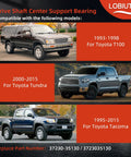 Toyota Carrier Bearing Support For Tacoma Tundra And T100 Driveshaft Center Bearing Black Beefy Heavy Duty Center Support Direct Fit For OE 37230-35130 And 211750-1X Reuses OEM Frame Bolts Easy Install. Compatible with Toyota T100, Tundra and Tacoma.