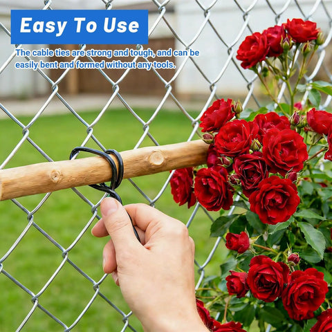 11 Gauge Chain Link Fence Ties, 8.27 Inches, Black, 30 Packs, securing garden fence, hand installing aluminum ties