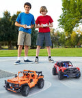 Kids playing with Remote And App Controlled Off Road Truck Building Kit With 740 Plus Pieces STEM Learning Toy for ages 8 to 12 and up