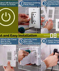 Step-by-step installation of Dual Lock Outlet Cover Box For Baby Proofing 2 Pack Easy 3 Step Install With Screws Extra Inside Space