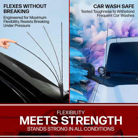23 Inch EPDM Rubber Replacement Antenna flexes without breaking, car wash safe for Ford F Series and other vehicles