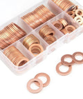 Eight Sizes Copper Metric Sealing Washers And Flat Washers 150 Pieces Assortment Kit M6 M8 M10 M12 M14 M16 M18 M20 High Temp Tight Seal Rock Solid Seal in case