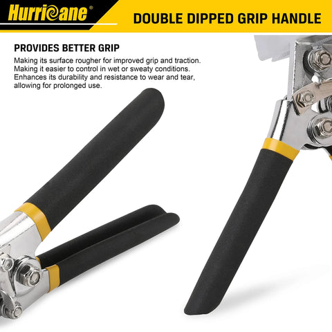 Hurricane sheet metal hand seamer, 6-inch straight jaw with black double-dipped cushioned handles