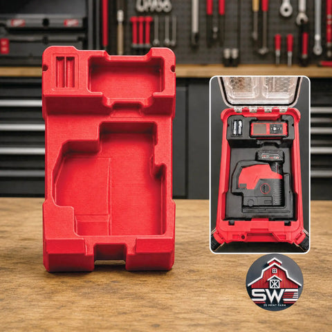 Premium Red 3D Printed Petg Tool Organizer Insert Designed For Makita Packout Case 8435 To Keep Your Laser Level And Distance Meter Squared Away And Solid For Any Job Site