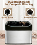 Automatic Electric Espresso Portafilter Cleaner With Triple Scrapers And Rotary Brush For Quick Puck Dumping with dual brush heads.