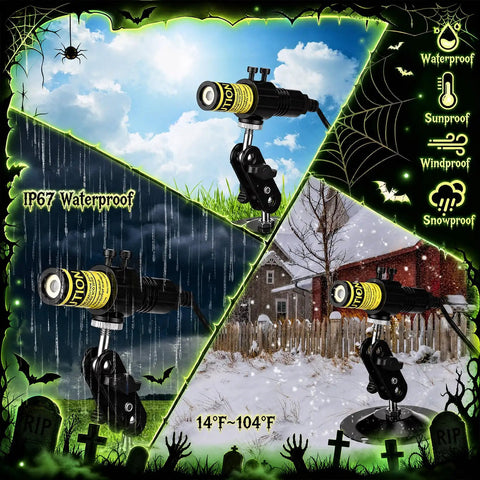 Green Laser Halloween Generator With Timer For Spooky Party Lighting And Fog Effects, Projects Bright Creepy Beams Across Marsh Fog To Create Epic Atmosphere And Endless Halloween Fun. IP67 waterproof projector with mount