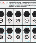 All In One 12 Piece Wheel Locking Nut Key Kit For Mercedes Benz Vehicles showing compatible socket patterns