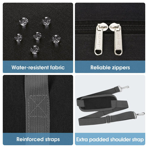 Under Seat Personal Item Bag 18x14x8 Inch 30L Foldable Travel Duffel Tote showing water-resistant fabric, zippers, straps, shoulder strap
