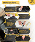 Step-by-step guide to using Large Self Adhesive Leather Repair Patch 16 By 59 Inches PVC Faux Leather Tape on a leather surface.
