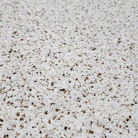 Top Shelf Cream Off White Textured Stone Wallpaper With Real Natural Mica And Subtle Gold Shimmer close-up of surface texture.
