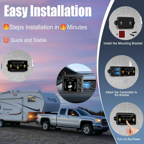 True Wireless RV Leveling System With Portable Display No Wires No App No Fuss showing easy installation steps