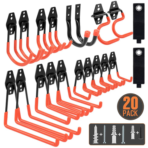 Kickass Heavy Duty Garage Storage Hooks 20 Piece Wall Organization Kit with assorted hooks and mounting tools for garage use.
