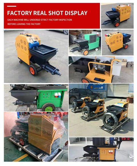 High Performance Portable Mortar Sprayer Machine For Automatic Wall Rendering And Stucco Plastering Works Cement equipment in factory display.