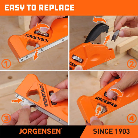 Shop Tough O1 Steel Chamfer Plane With Four Swappable Corner Edging Cutters For Buttery Smooth Wood Trimming shown in use for easy cutter replacement.
