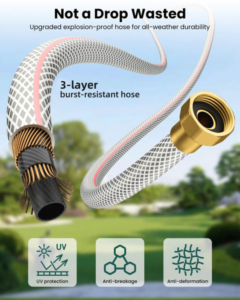 Retractable Garden Hose Reel 100 Feet One Half Inch With Pro Metal Shaft Tough As Nails Heavy Duty Automatic Rewind Kink Free