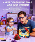 Child and adult using Over Sixty Hands On Science Kit For Kids Eight Plus, A Fun STEM Educational Gift with science experiment set.