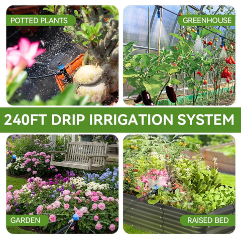 All In One 240 Foot Drip Irrigation Kit With Quick Connects For Raised Beds And Greenhouses Includes Half Inch Main Hose
