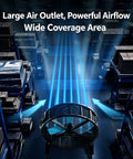 Rock Solid Heavy Duty Mobile Industrial Floor Fan Blasting Maximum High Velocity Air With Truly Whisper Quiet Brushless Motor in warehouse.
