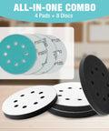 5 Inch Orbital Sander Accessory Kit With 4 Foam Interface Pads And 8 Hole Hook And Loop Sanding Discs Grits 80/120/240/320