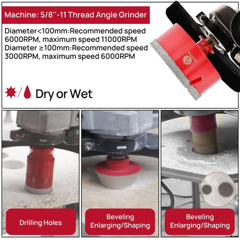 Diamond tile hole saw kit 13pcs with red hole saws and milling/bevel bits for porcelain, ceramic, and marble tiles