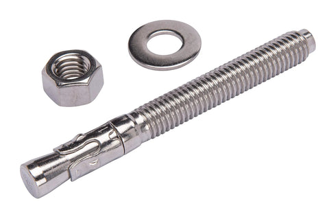 Bolt dropper wedge anchor 1/2 in x 4-1/2 in, stainless steel with nut and washer, 5-pack