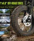 Close-up of fat tire from All-Terrain Fat Tire Electric Mountain Bike With 2000W Peak Motor on various terrains.