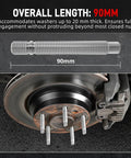 Rock Solid 90mm Wheel Stud Conversion Kit Forged From Heavy Duty Crmo Steel With M12 Threads To Fit Your E-Series Rides Perfectly And Handle Thick Washers Up To 20mm Without Breaking A Sweat On The Road. 90mm CrMo wheel stud on brake hub