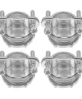 Heavy Duty Conduit Cable Clamps With An Ironclad Grip For No Sweat Electrical Runs Top Shelf High Strength Alloy And Quick Finger Fitment To Keep Your Wired Connections Snug As A Bug Four Piece Set, showing four silver steel fittings.