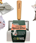 5X Faster No Shake Metal Cat Litter Scoop With Stainless Steel Sifting Design And Holder, hygienic dock stand, surrounded by cats