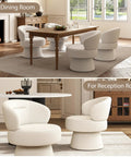 360 Degree Swivel Accent Chair In Soft Chenille Boucle Upholstery in dining and reception room settings