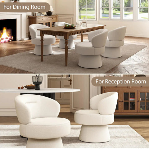 360 Degree Swivel Accent Chair In Soft Chenille Boucle Upholstery in dining and reception room settings