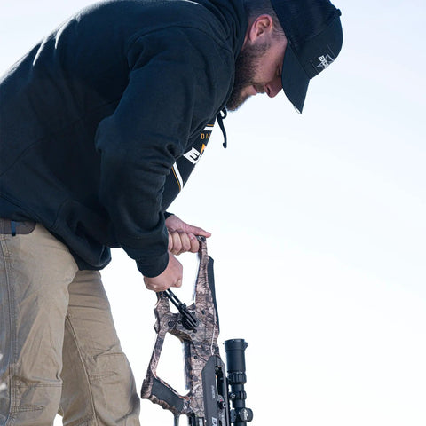 Archery hunter using RevX Crossbow Cranking Handle Replacement For Integrated Crank Cocking Aid, tool-free install