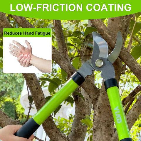 Two In One Garden Pruning Kit With Lopper And Shears Heavy Duty 1.5 Inch Branch Cutter shown cutting a tree branch