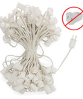 Coiled C9 Light Strings For Outdoor Holiday Decor, 100 Foot White Cord With 12 Inch Socket Spacing, E17 Stringer Base