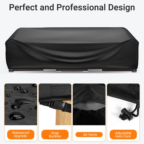 Patio Furniture Covers Rectangle For Outdoor Tables And Sectional Sets 90 Inch Long By 64 Inch Wide By 28 Inch High Heavy Duty Waterproof All Weather Wind Resistant Black Cover With Secure Straps And Elastic Hem