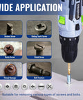 Pro Grade Heavy Duty 6 Piece Stripped Screw Extractor Kit With Titanium Coated Extractors And HSS Reverse Drill Bits in use