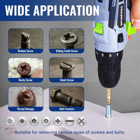 Pro Grade Heavy Duty 6 Piece Stripped Screw Extractor Kit With Titanium Coated Extractors And HSS Reverse Drill Bits in use