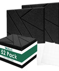 52 Pack Heavy Duty Soundproof Foam Panels For Walls High Density Acoustic Tiles Sound Absorbing Studio Office Noise Control Real Deal Kickass Wall Pads Straight Up Premium Design, black wedge foam panels.
